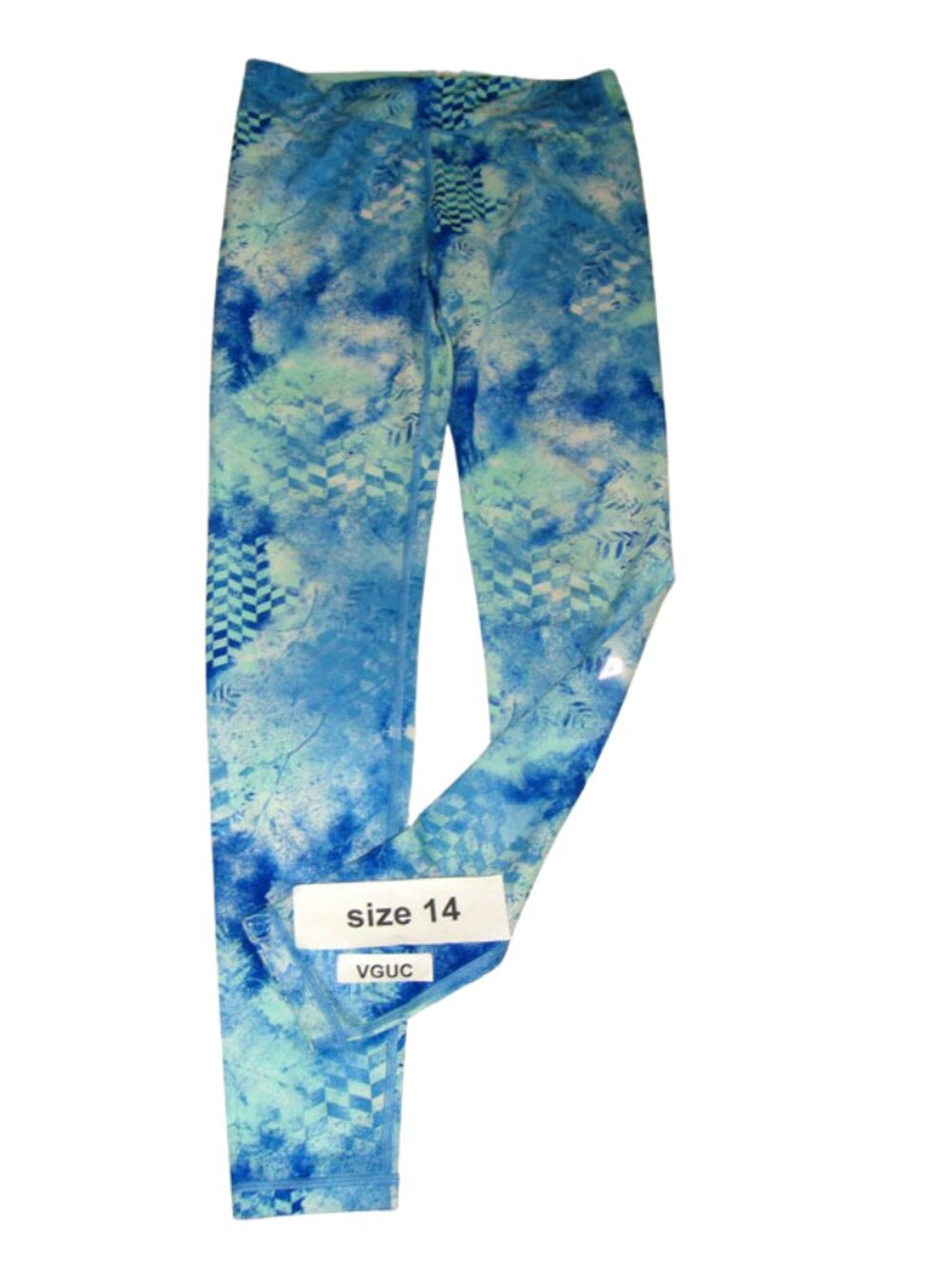 Ivivva Girl by Lululemon 🍋 Blue pattern luxtreme Full Length Leggings size 14